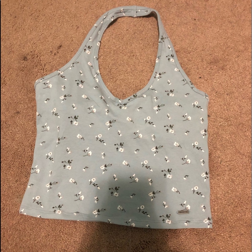 Hollister blue and floral halter top